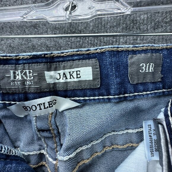 **SOLD**Buckle BKE Jake Jeans Mens 31R X 30 Blue Bootleg Stretch Western Cowboy - Picture 7 of 15